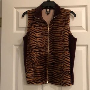 Brown/gold zebra print vest